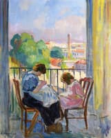 Girl Sewing at the Window