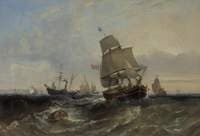 Merchant Ship and Other Vessels in a Breeze