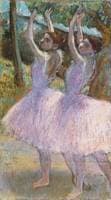 Danseuses aux jupes violettes, bras levés