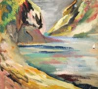 Coastal View with Cliffs and Sailboat