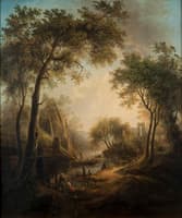 Summer Landscape with Water and Tall Trees