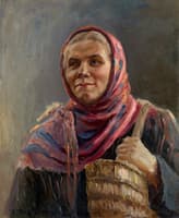 Portrait of a Woman in Red Shawl