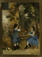 Girls Picking Roses