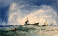 A Dismasted Brig; Rough Sea with Ship in Distress