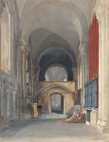 Norwich Cathedral: Interior of the North Aisle of the Choir, Looking East