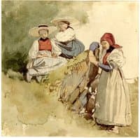 Study, Three Swiss Girls at Meiringen