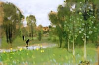 Animated Landscape at the Entrance to a Village