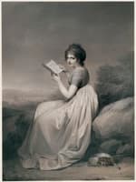 Jeune femme lisant dans un paysage