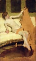 Female Nude Seated on a Couch in Alma-Tadema's Studio (unfinished)