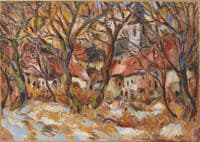 Village derrière les arbres