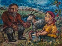 Couple with a Goat