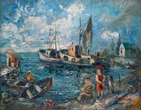 Fishermen in a Harbour