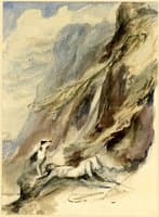 Sketch for a picture; a Man lying Dead at the Foot of a Precipice