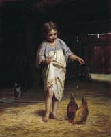 Girl with Chickens