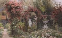 A statue in a romantic garden