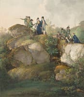 A Royal Party Admiring the Sunset atop the Hesselberg Mountain