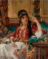 A harem beauty with a songbird