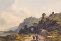 Sermoneta; a Traveller on Horseback with a Figure and Dog
