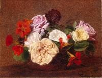 Roses and Nasturtiums in a Vase