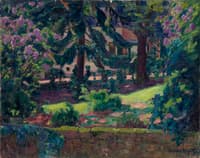 Landscape with Blooming Lilac