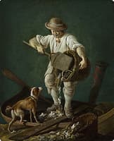 Fisherman emptying a basket