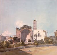 S Maria Nuova, with the Temple of the Sun and Moon, from the Colosseum