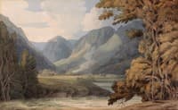 View in Borrowdale of Eagle Crag and Rosthwaite