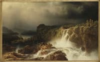 Rocky Landscape with Waterfall