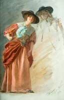 A Woman with a Fan, Head of a Man (study for 'The Flight of the Five Members')