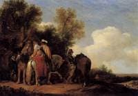 Party of Riders Resting beside an Inn