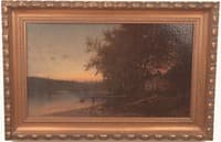 SUNSET LANDSCAPE WITH CABIN