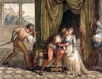 Paolo da Malatesta and Francesca da Rimini surprised by Gianciotto Malatesta