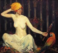 Woman with Parrot