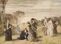 Elégants jouant au croquet