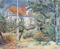 Cottage and Cherry Trees