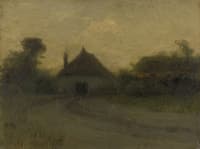 Evening Landscape with Barn