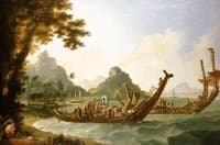 War Boats of Otaheite (with a View of Part of the Harbour of Ohaneneno, April 1774)