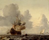 Warships and Smaller Ships in a Breeze