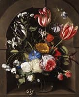 Flowers in a Stone Niche