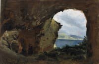 View from a Rocky Cave over Sea and Mountains
