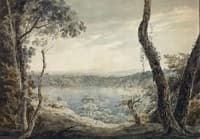 Lake Scene with a Mountainous Distance