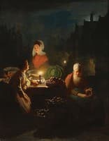 A Vegetable Seller by Candlelight