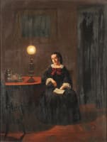 Young Lady Seated beside a Table