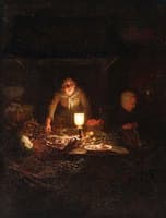 Interior Candelit Scene of Kitchen