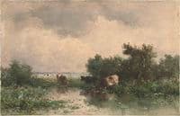 Three Cows at a Pond