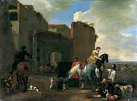 The Forecourt: Figures and Horses by Town Gate