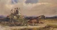 Sportsmen in Scottish Dress Driving to the Moors