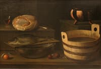 Loaf of bread and bucket