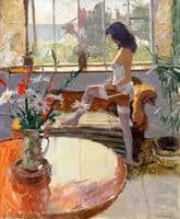 The artist's studio with a posing model