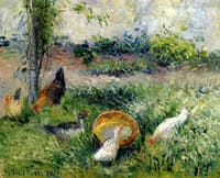 Barnyard with Chickens and Ducks